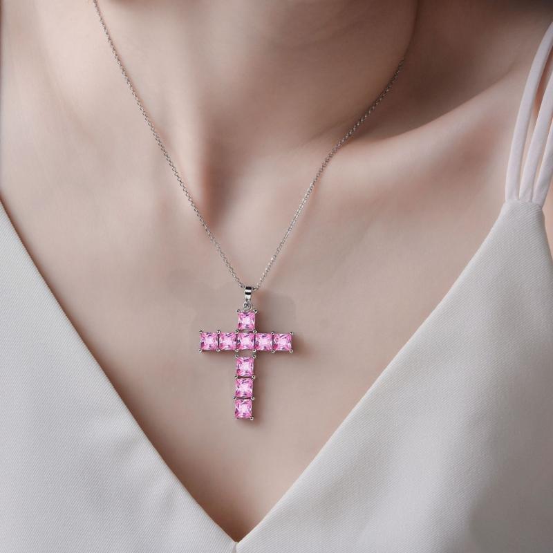 Jesus Cross Pendant Necklaces Sparkling Charm Necklace Punk Jewelry Gift For Women