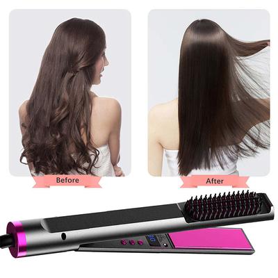 Professional Flat Iron For Hair Curler Ceramic Tourmaline Ionic 2 In1 Hair Straightener Brush