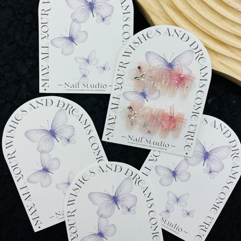 50Pcs Press On Nail Bottom Cardboard Cards Nail Art Display Board Manicure Package Card Photo Props Card False Nail Tips