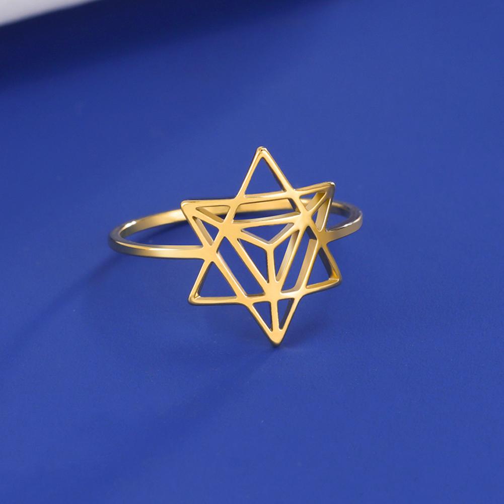 Lucktune Hexagram Merkaba Meditation Amulet Rings Women Men Stainless Steel Star Finger Ring Sacred Geometry Jewelry Party Gift