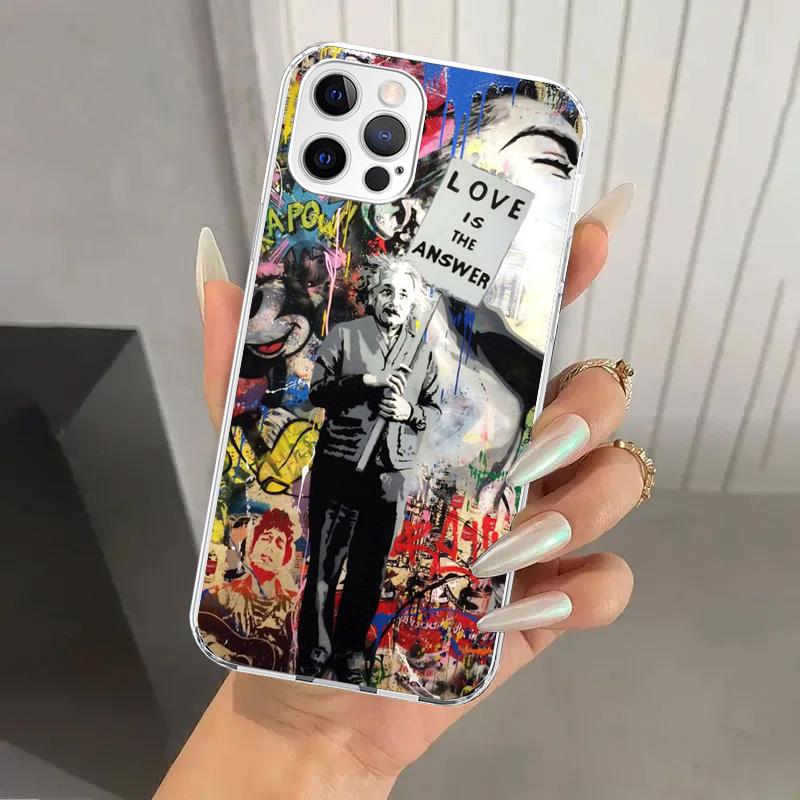 Banksy Graffiti Art Phone Case for Iphone 16 15 14 13 12 Mini 11 Pro Max 16E X XS XR 7 Plus 8 SE 2020 Soft Funda Print Shell