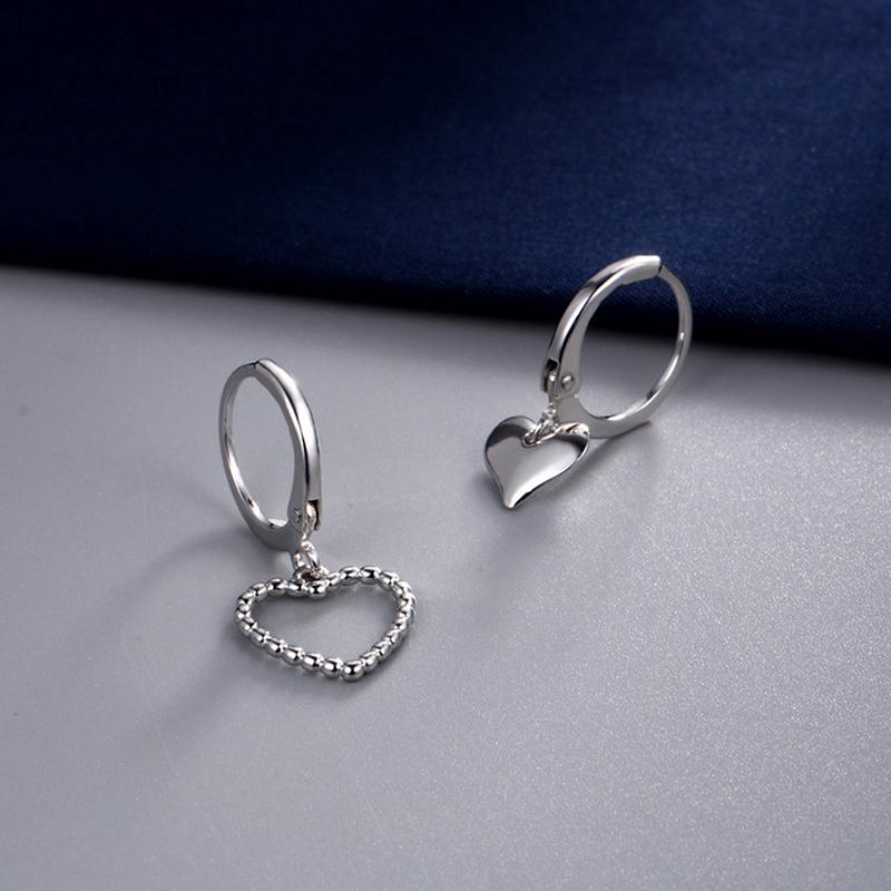 Sweet Heart  Silver Hoop Earrings Charms Stud Earrings Clips Ear Studs Clip Earring Jewelry For Women Girl Earring Gift