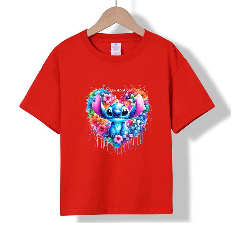 XH03 MINISO 2026 Summer New Printed Cotton Round Neck T-shirt for Children Aged 1-16, Boys and Girls