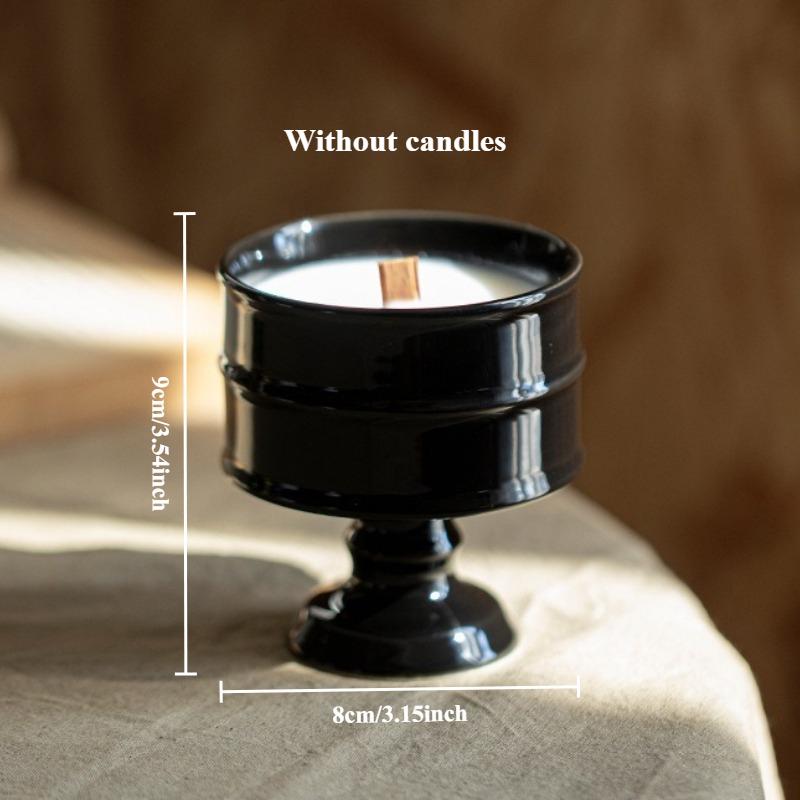Ceramic High Footed Candle Holder Candle Empty Cup Retro and Simple Soy Wax Container Decoration Aromatherapy Ornament