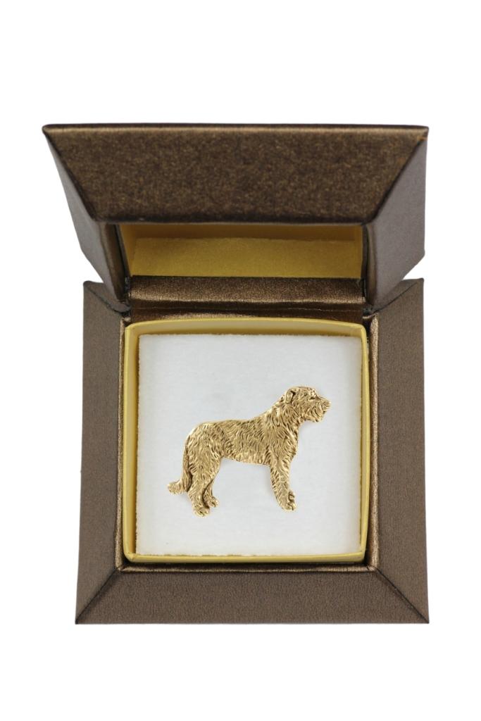 Levriero Irlandese I - Spilla per cane in scatola decorativa, spilla elegante placcata oro, spilla da giacca marca Art-Dog