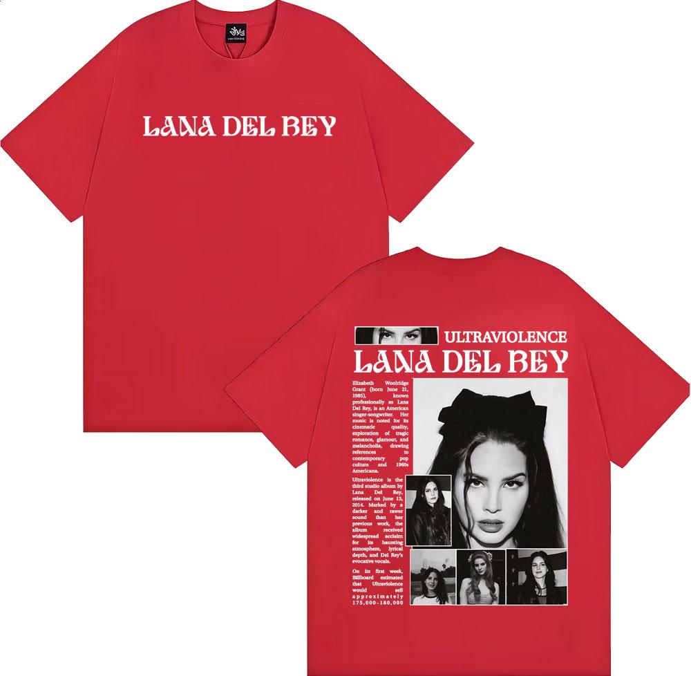 Lana Del Rey Ultraviolence Tour Collage Album T-Shirt 2026 Sommer Unisex Damen Luxus Mode Lässig Baumwolle Übergroßes T-Shirt