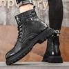 Fashion New Motorcycle Boots Casual Leather Men Walking Boots All-match Man High Top Shoes Fashion Brand Men Winter Plush Snow Boots