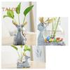 Figurină animală cu vază, masă de ceai, mini vază cu flori, ceramică, pisică cu plantator hidroponic din sticlă, pentru decorul casei, dormitor, living room