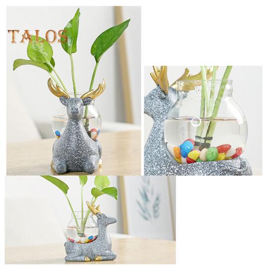 Figurină animală cu vază, masă de ceai, mini vază cu flori, ceramică, pisică cu plantator hidroponic din sticlă, pentru decorul casei, dormitor, living room