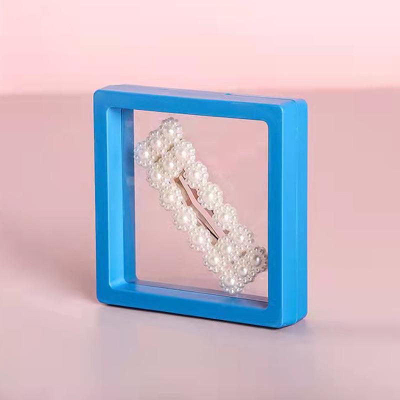 1Pc Jewelry Case PE Film Badge Storage Transparent Ring Casket Elastic Jewelry Display Container Dustproof Frame Portable