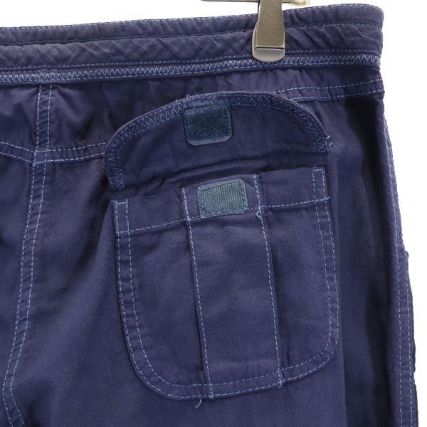 Papaya Cotton Linen Blend Pants 16 Navy Roll-up Hem Women Used