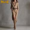 Women's Fashion Autumn Winter Long Sleeve POLO Neck Solid Color Print Casual Dresses