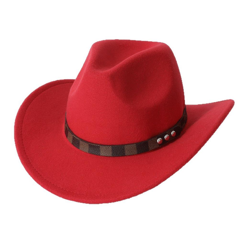 New Western-style Ethnic Woolen Roll-brimmed Fedora Hat for Autumn and Winter, Fashionable and Versatile for Both Men and Women