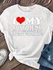 I Love My Boyfriend So Please Stay Away from Me Letter Printed Plaid Long Sleeve Crewneck T-Shirt Suitable for All Seaso