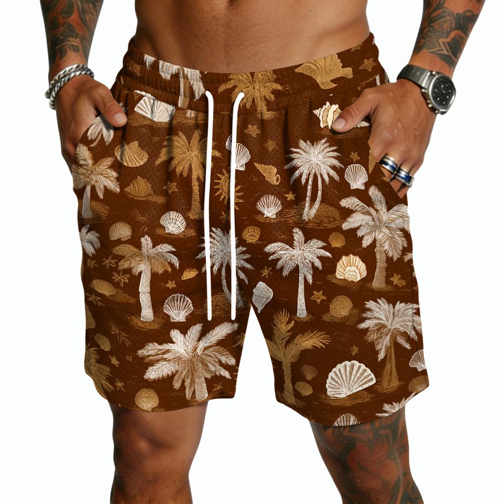 Pantaloncini Leggeri da Uomo con Coulisse Asciugatura Rapida Vestibilità Rilassata Cinque Tasche Pantaloncini Casual Stampa Hawaiana per Estate Spiaggia Outdoor