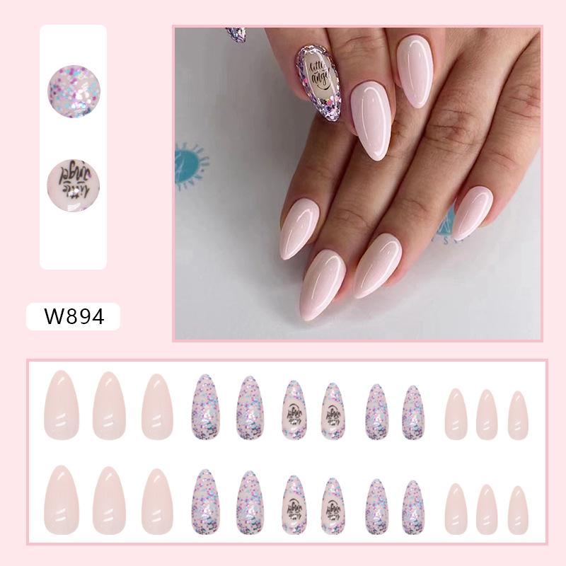 Retro And Elegant Spring And Summer Flower Manicure Fashion European And American Style Almond A Square Nail Piece Finished Product Mixed Batch