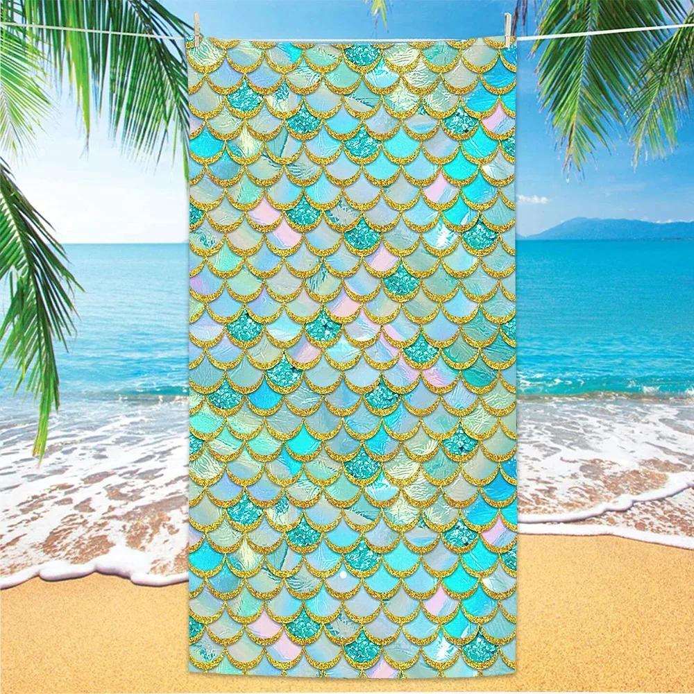 Summer Boho Beach Towel Women Men Microfiber Quick Dry Bath Towels One Side Printed Beach Cover Sand Free Portable Travel Towel