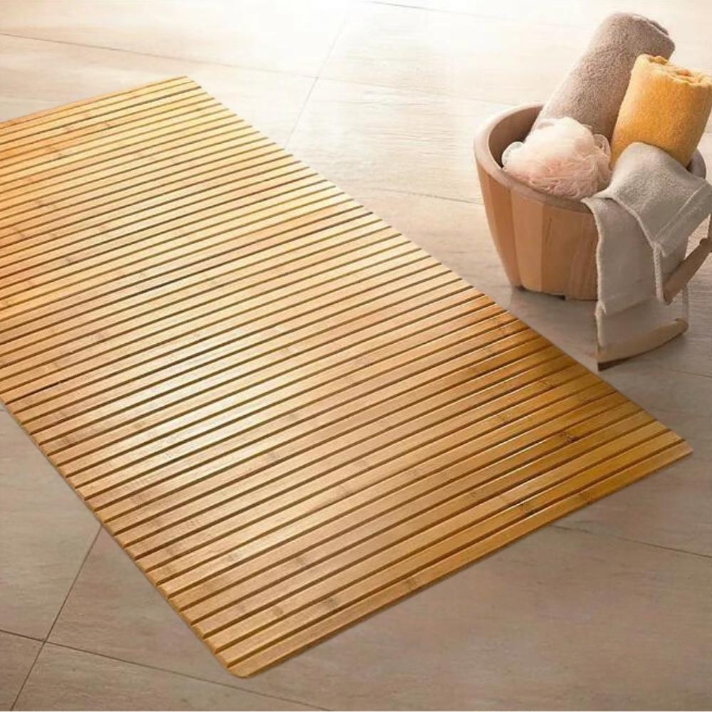 Bamboo bathroom mat, wooden, non-slip, natural rug, 40x60 cm