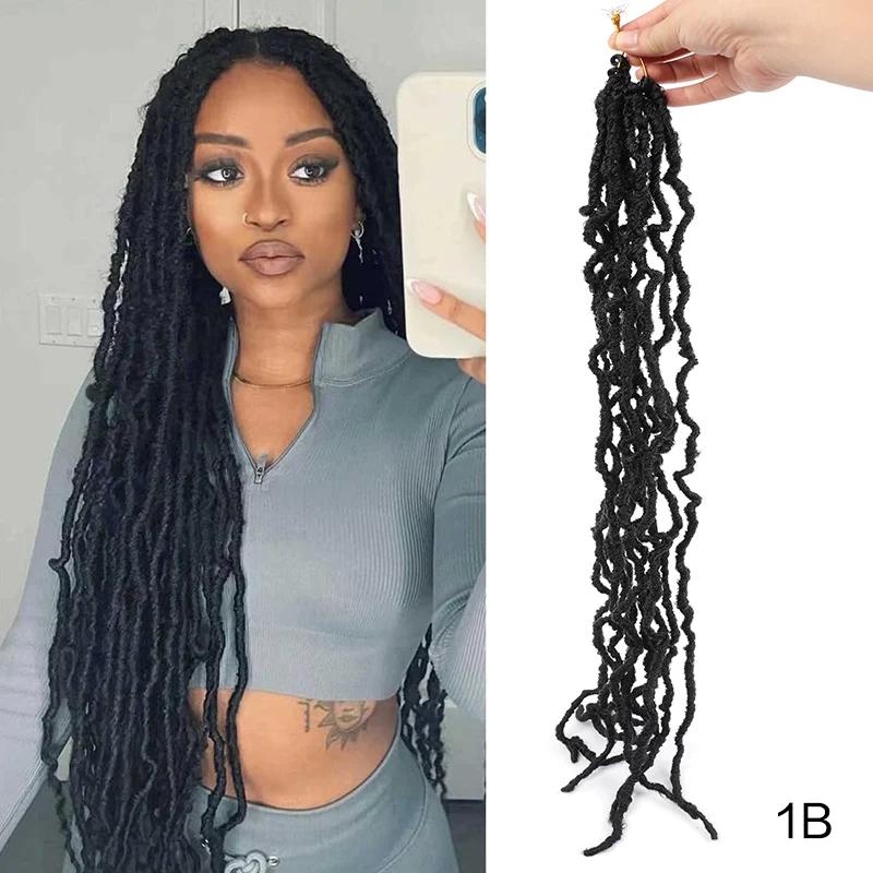 Kelebek Locs Tığ Örgüsü Saç 14 İnç Önceden Döngülenmiş Yıpranmış Locs Tığ Örgüleri