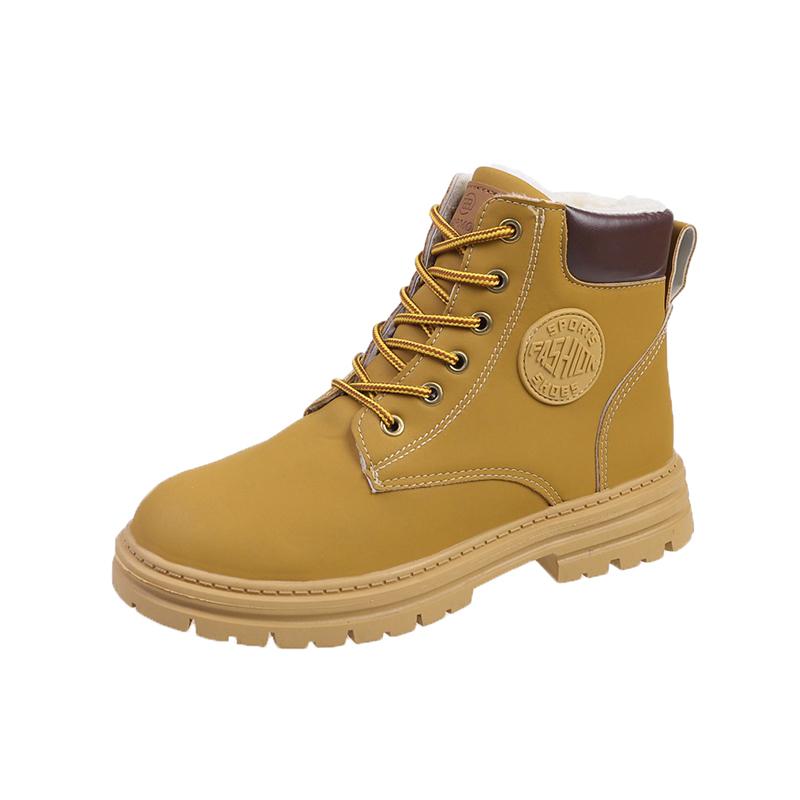 

Модные женские высокие ботинки на все сезоны, уличная рабочая обувь, нескользящие удобные ботинки, модные британские повседневные кожаные ботинки 40 жёлтый