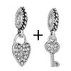 2pcs /Lot 45 Styles Key &Lock Sparkling Beads Charm Pendant Fit Diy Original Bracelets Necklaces For Women Men Jewelry Making