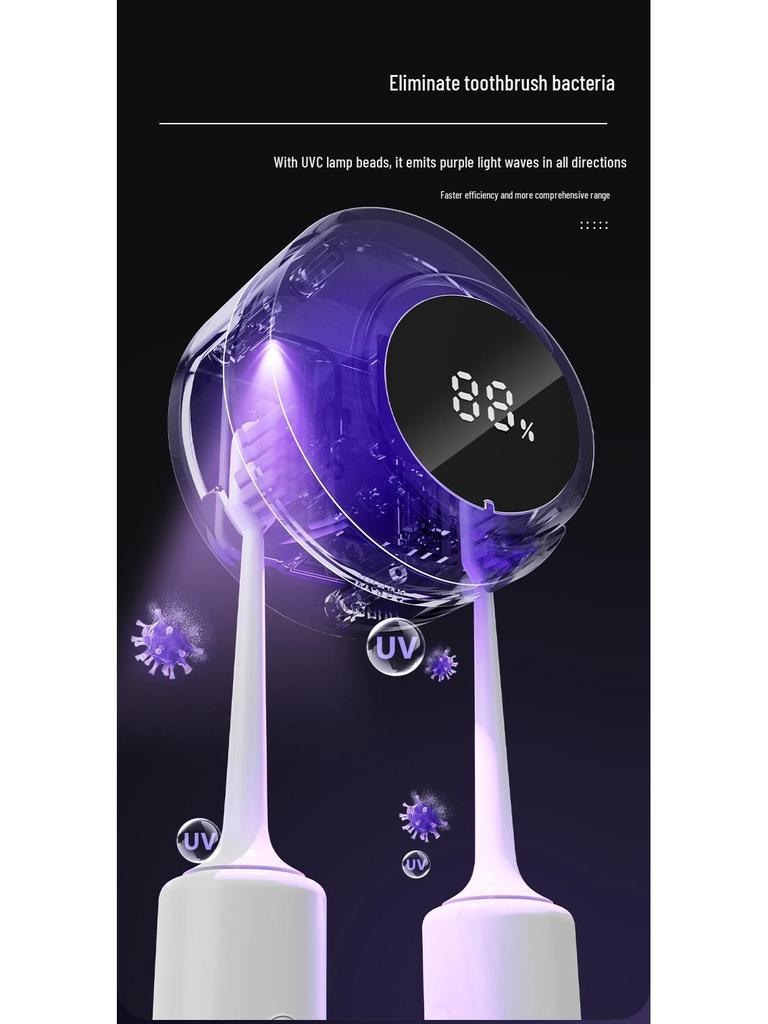 UV-sterilisierender Zahnbürstenhalter: Wandmontiert, Bohrlos, Reiniger & Trockner für den Heimgebrauch