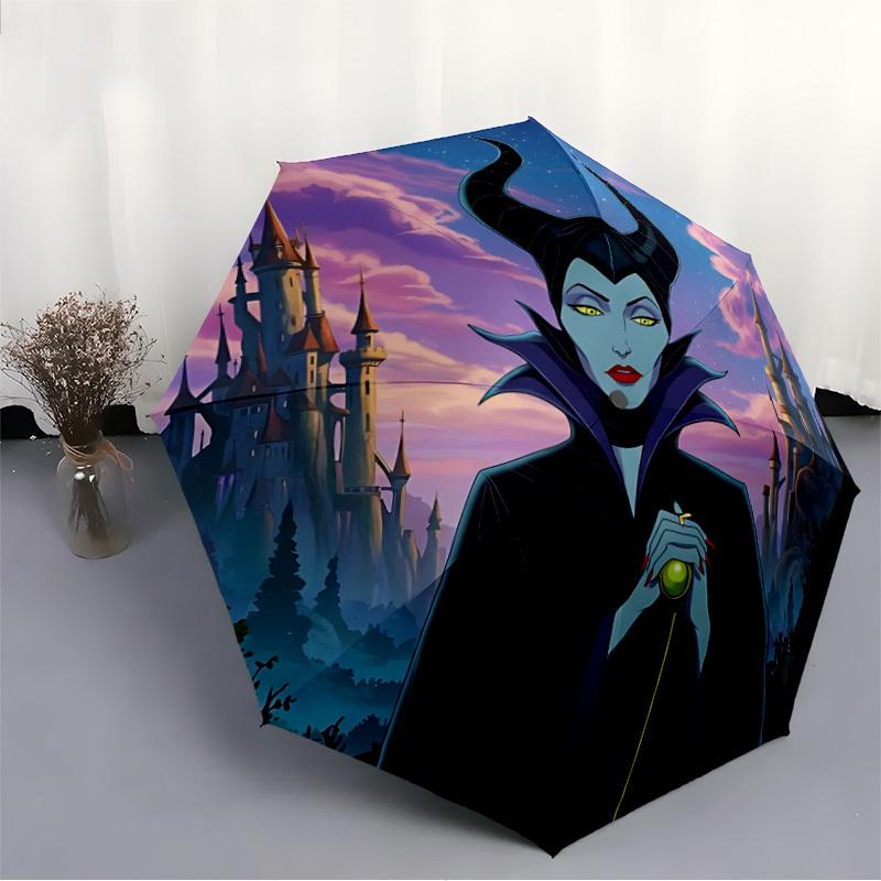 1pc Maleficent Castle Night Automatic Folding Umbrella - Portable Collapsible Design, 8-Rib Iron Frame yy251209083
