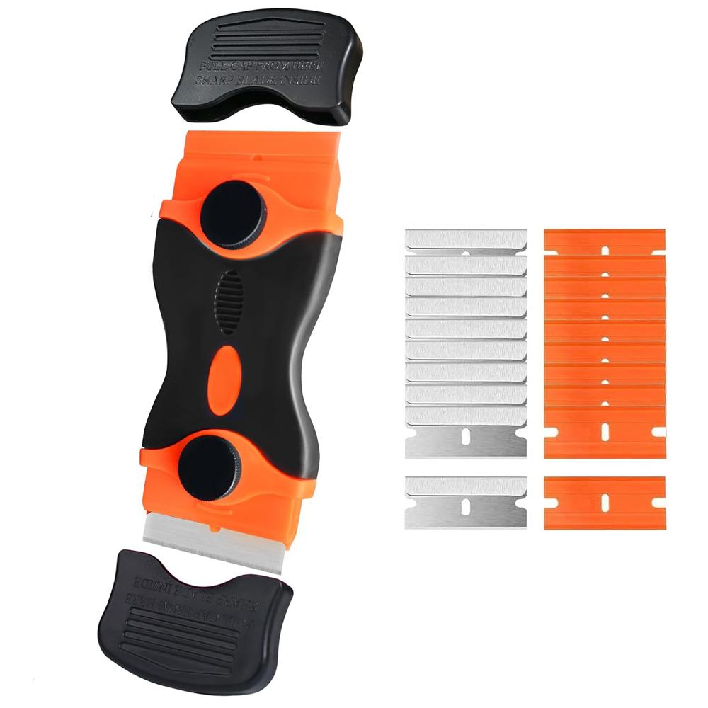Razor Blade Scraper Double Edge Razor Scraper Remover Tool with Razor Blades for Labels Stickers Decals Removal Tint Vinyl