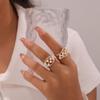 Korean-Japanese Style Zircon Shell Pearl Titanium Ring – Luxury, Trendy, Versatile Design