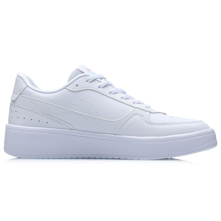 Li-Ning Shock Absorbing Wear Resistant Low Top Skate Shoes Women Sneakers White AGCR198-1