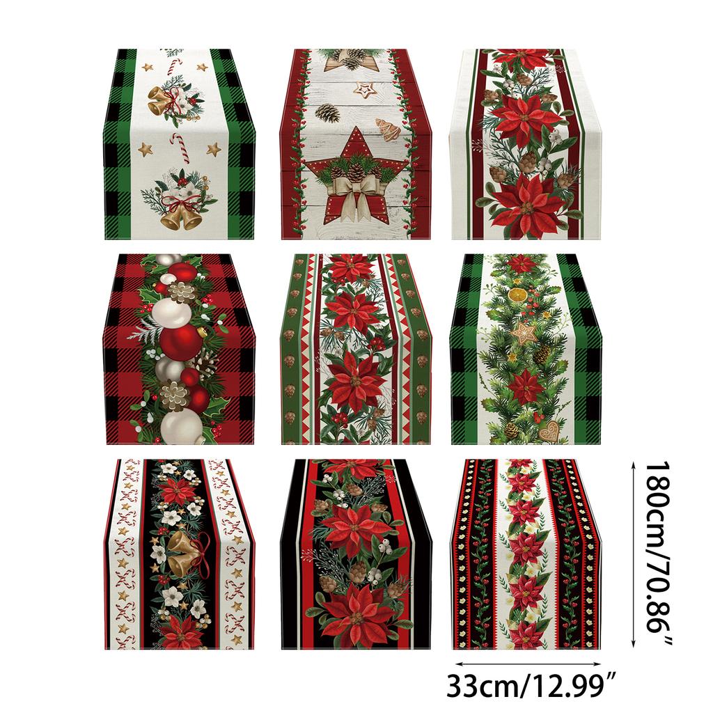 Christmas Table Runner Festive Home Table Cover Tablecloth for 2024 New Year Holiday Dining Table Decor Table Runners