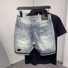 Men's 2024 Summer Ripped Denim Shorts - Casual Straight Mid-Length