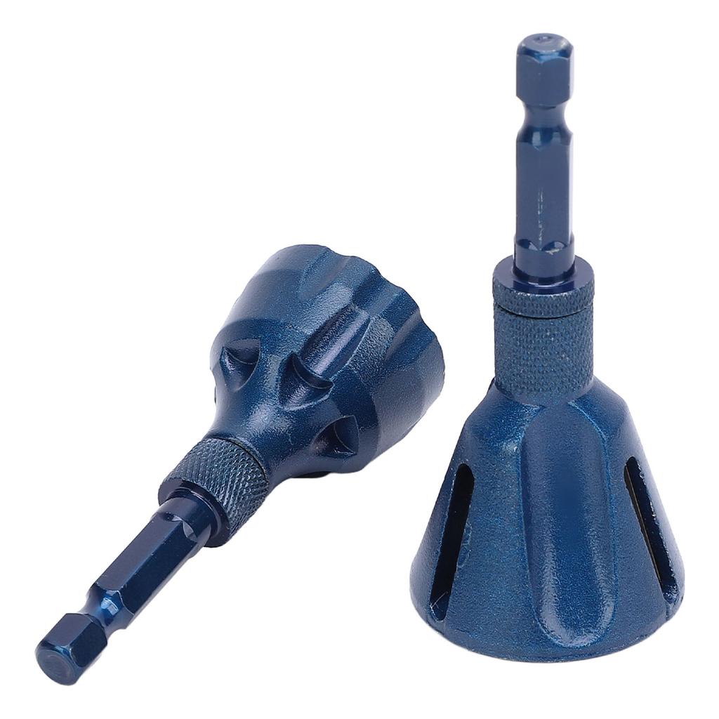 2PCS Hex Shank Chamfer Tool Thread Burr Remover Plating Blue Tungsten Steel Deburring Drill Bit