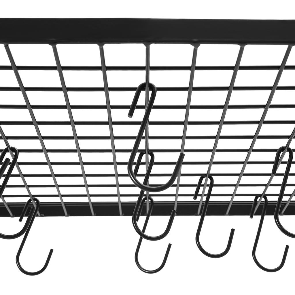 Porta pentole da appendere, Gancio per utensili da cucina, Larghezza ripiano 32" con 9 ganci, Carico massimo 55 libbre, Organizzatore da parete resistente in ferro per pentole da cucina