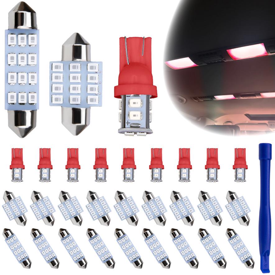 24PCS Car LED Combo Set: T10 Reading, License Plate, Interior Lights