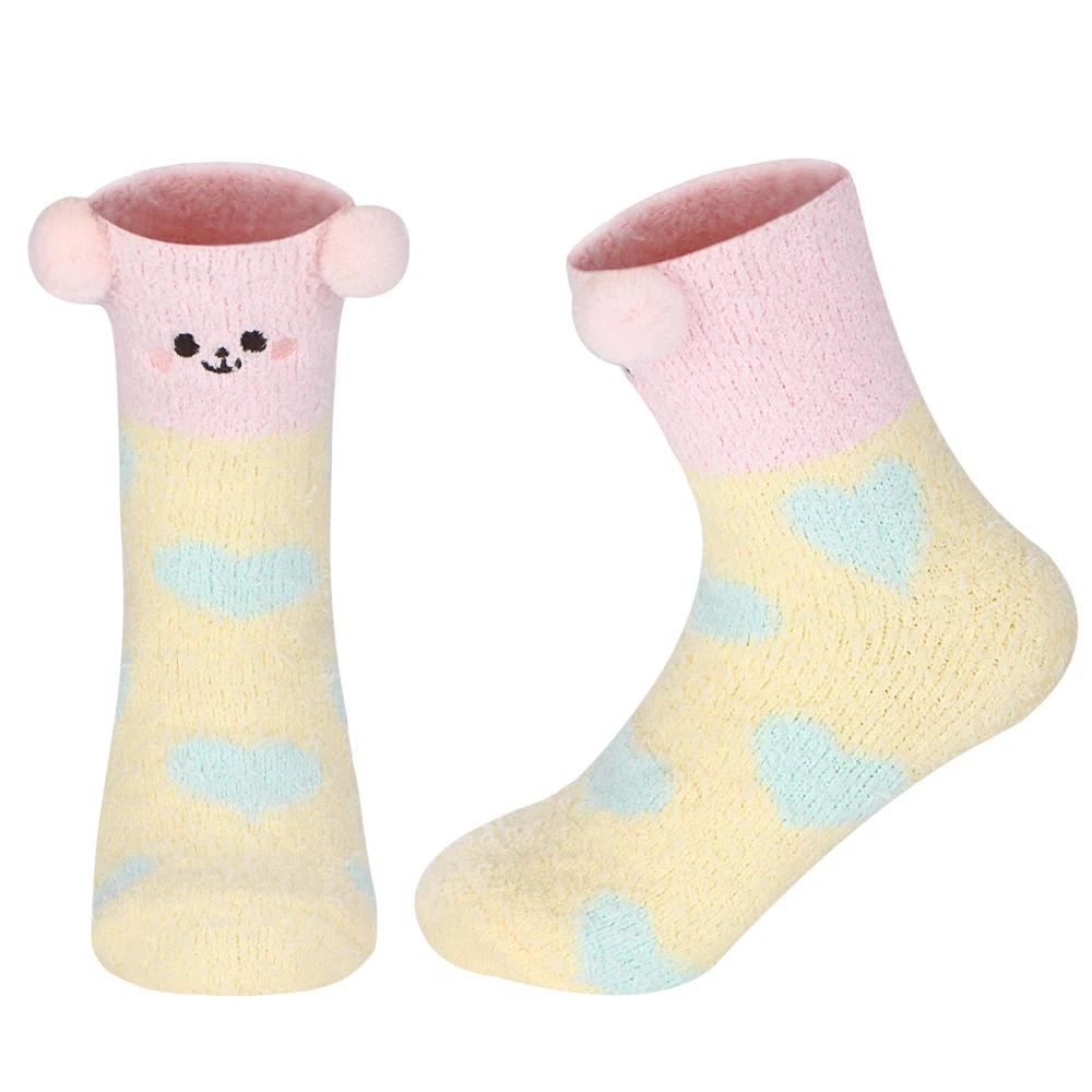 Short Socks Women Bear Fuzzy Winter Ladies Floor Warm Plush Comfy Cartoon Animal Funny Cute Kawaii Slippers Sock Designer
