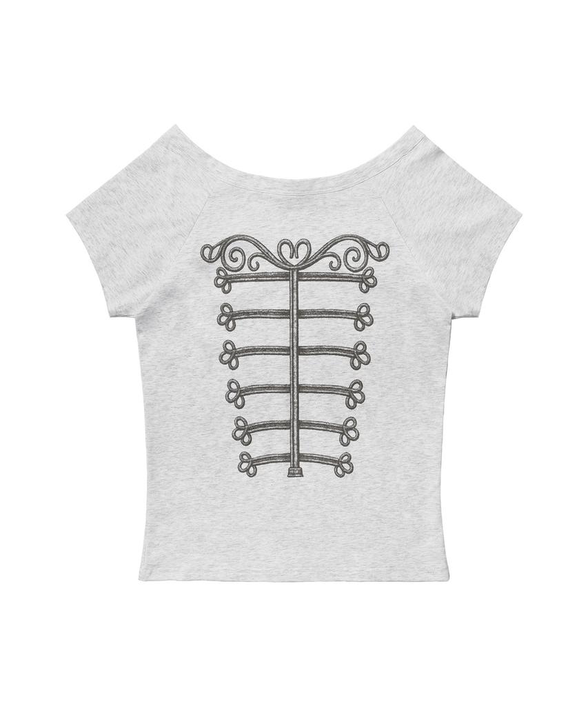 FANCY CLUB Imperial Boatneck Top (White Melange) F26Qb082