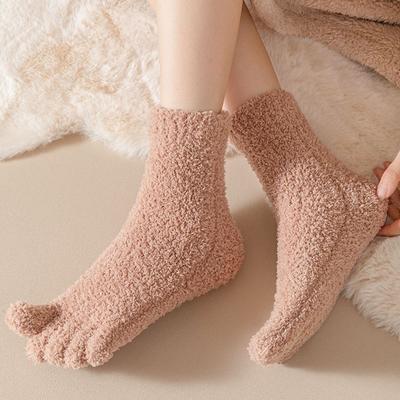 Thickened Warm Five Toe Fleece Socks Winter Floor Socks Women Five Toe Plush Socks For Female Men