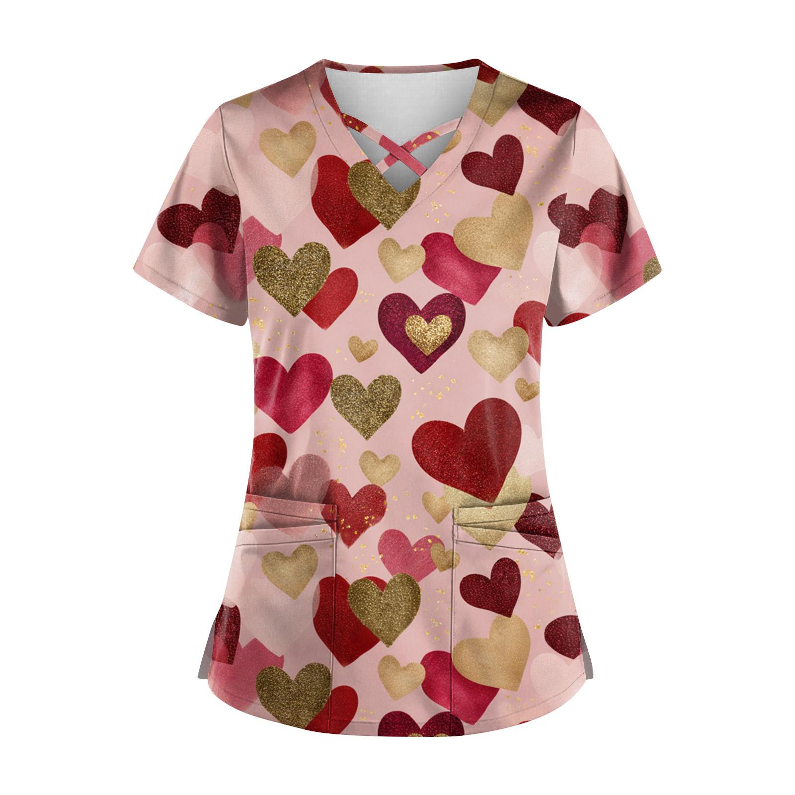 

Женский топ с коротким рукавом, ступенчатым V-образным вырезом, принтом и карманом, быстросохнущий S киноварь