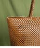 Ladies' Genuine Leather Cutout Woven Shoulder Handbag