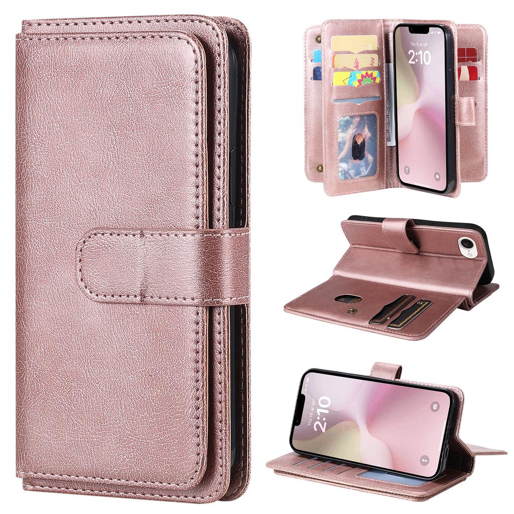 For iPhone 16e Leather Case with 10 Card Holder Phone Cover Stand