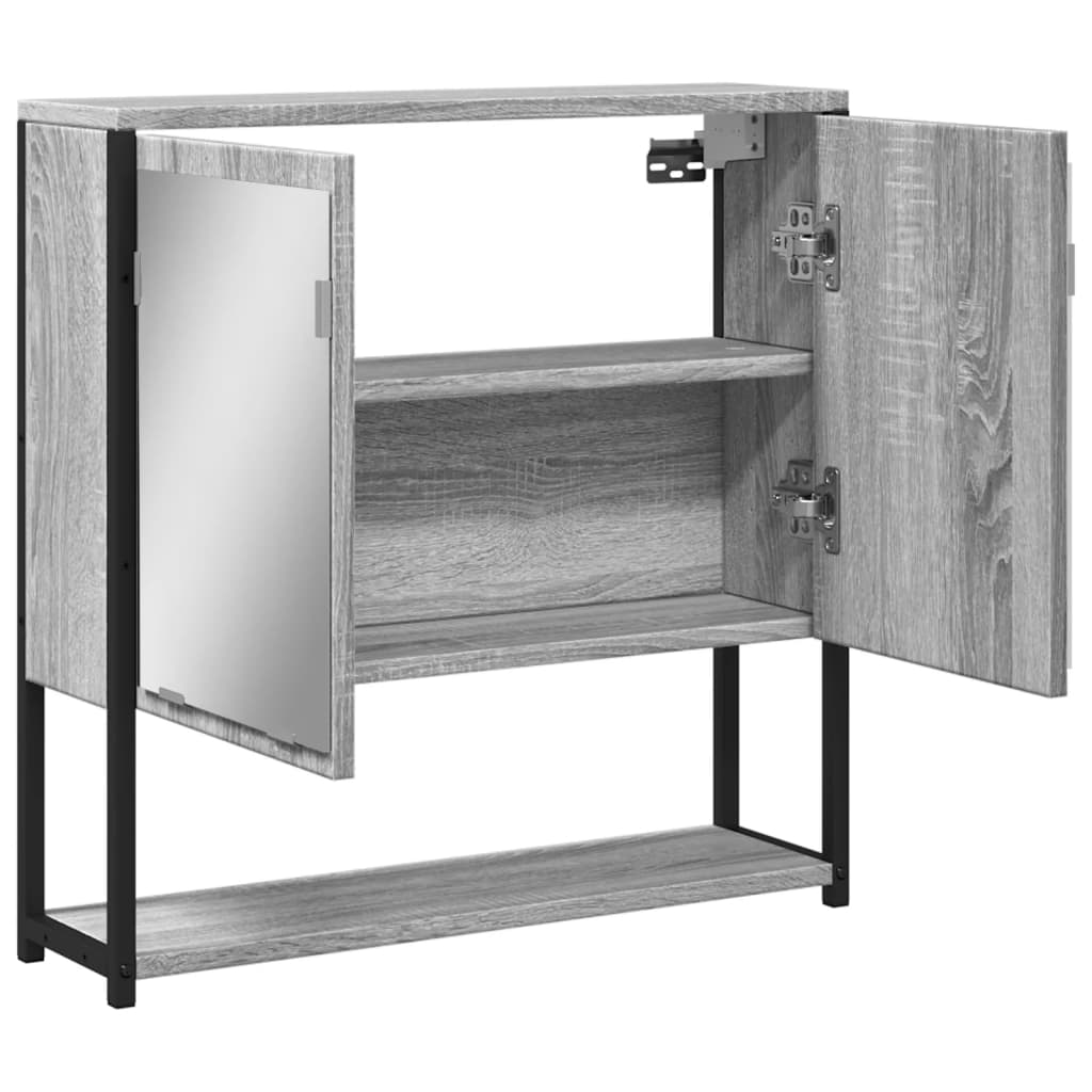 Vidaxl Bathroom Cabinet with Mirror, Grey Sonoma Oak, 60X16X60 Cm