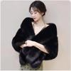 Sleeveless Women's Elegant Shawls Women Luxury Faux Fox Fur Cape Striped Black Short Cover Up Fashion Wraps Oversized Factory Sell