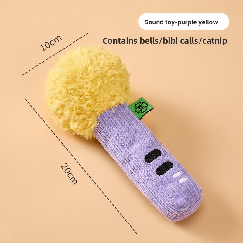 Cat Toy Funny Microphone Chewable Teething Toy Cat Mint Sound-producing Plush Toy