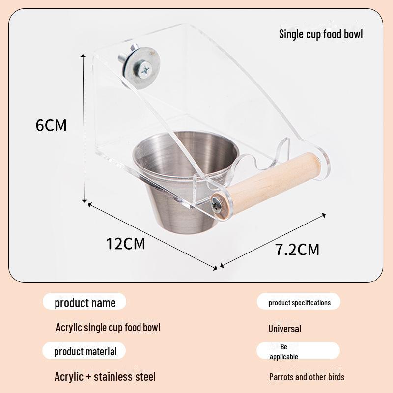 

Акриловая кормушка для птиц большой емкости с защитой от разбрасывания - подходит для попугаев, черных фениксов, птиц тигровой шкуры