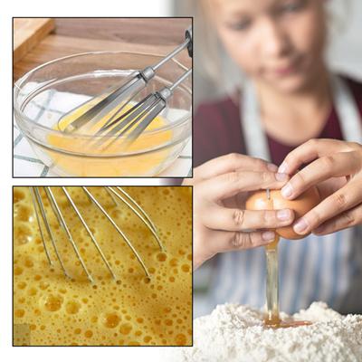 Stainless Steel Manual Egg Beater Mixer Dual-Head Handheld Rotary Whisk Blender Ergonomic Handle Easy To Clean Store Versatile Kitchen Tool for Baking