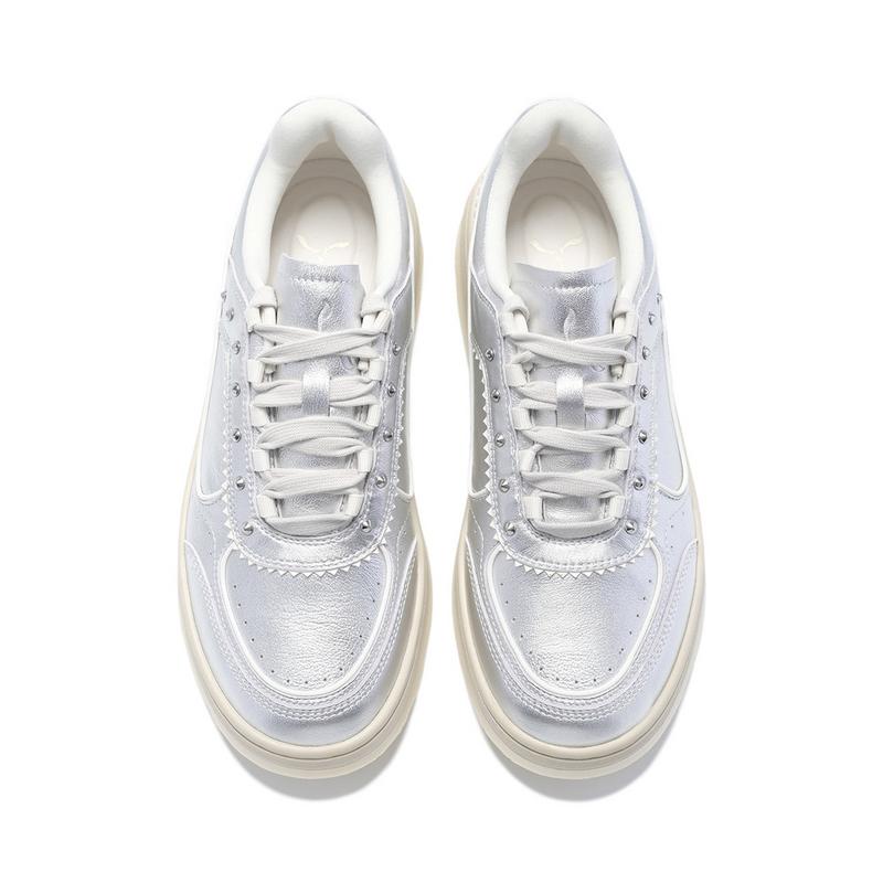 Li-Ning 1990 Classic Series Heart Dance Soft Comfortable Sneakers Women Sneakers Silver Light-Antique-Yellow ALHU048-2