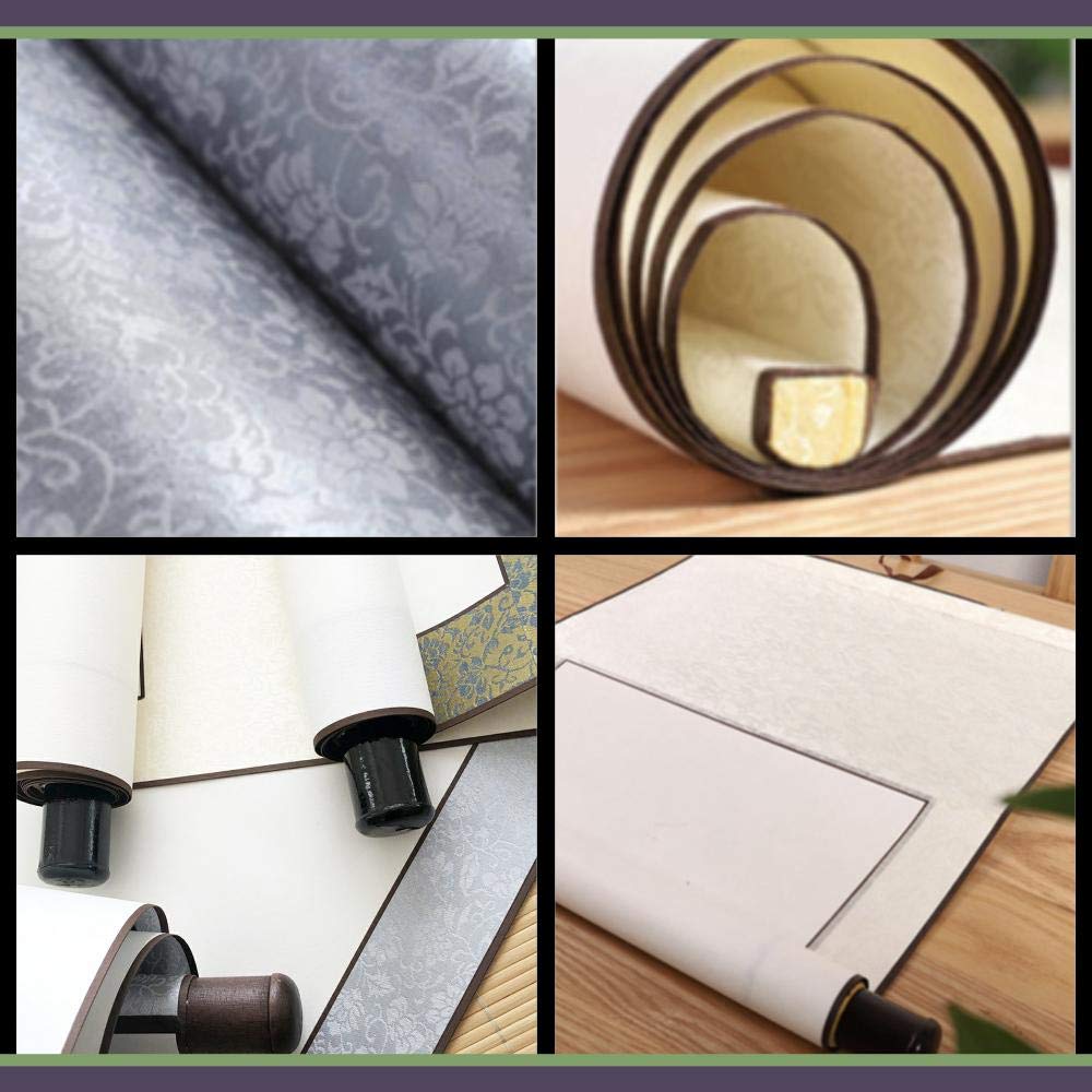 Hanging Calligraphy Japanese Picture Ink Floral Set of 2 A'sTool Scroll, Paper, Painting, Calligraphy, Scroll, Painting, Pattern, (White)