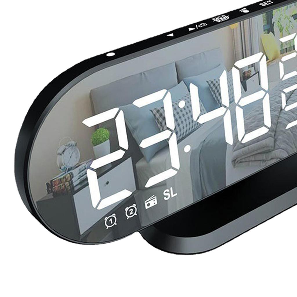 Electronic Digital LED Mirror Alarm Clock Projector USB Rechargeable Temperature
