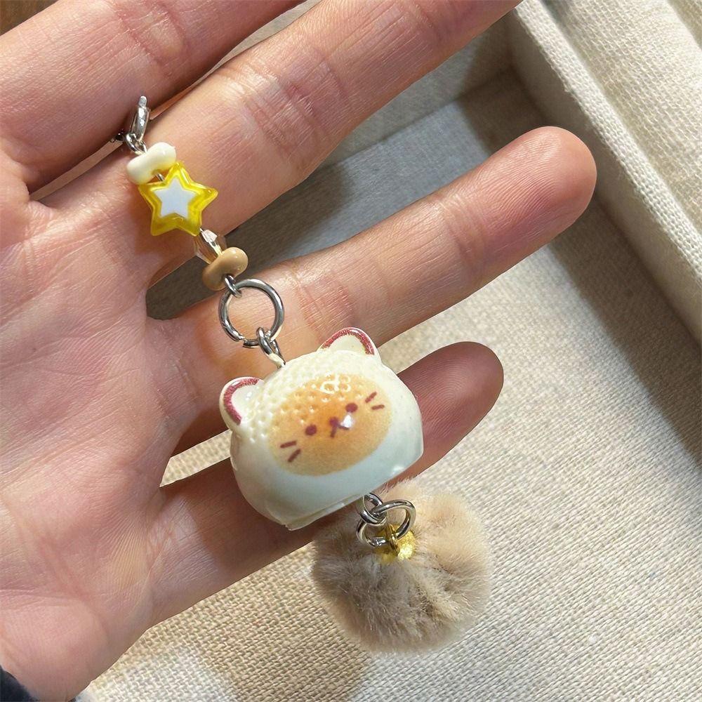 DIY Plush Cat Keychain Pendant Beige Kakhi Bag Decorative Pendant Phone Charm Lanyard Couple